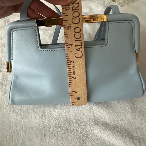 DeMellier Mini Seville Bag in Sky Blue Leather Clutch Shoulder Bag - Picture 13 of 14